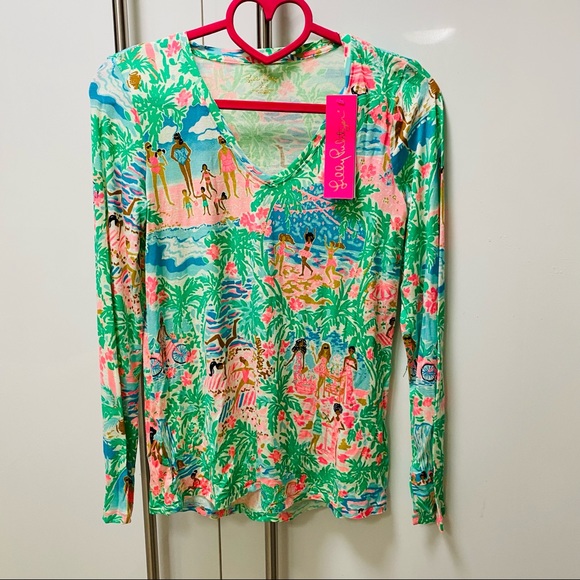 NWT Lilly Pulitzer PJ Knit LS Top Let’s Get Together Knit XXS Relaxed Fit - Picture 4 of 16